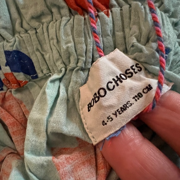 Bobo Choses chocolate flowers blue tulip skirt red play crop top outfit set 4/5 - Picture 6 of 6